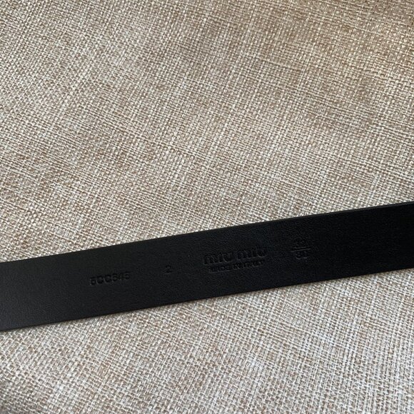 Miumiu Black Leather Belt With Gold Classic Buckle - Picture 7 of 7